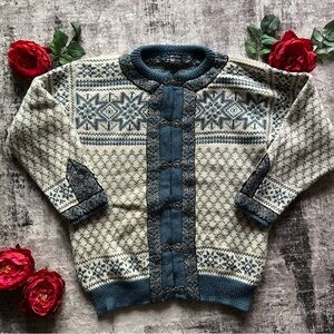 Dale of Norway Blue and Cream Cardigan